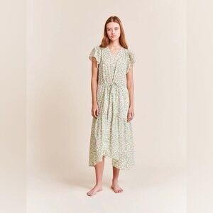 Trovata Kristi Cotton Boho Cottagecore Coastal Tea Party Floral Midi Dress
